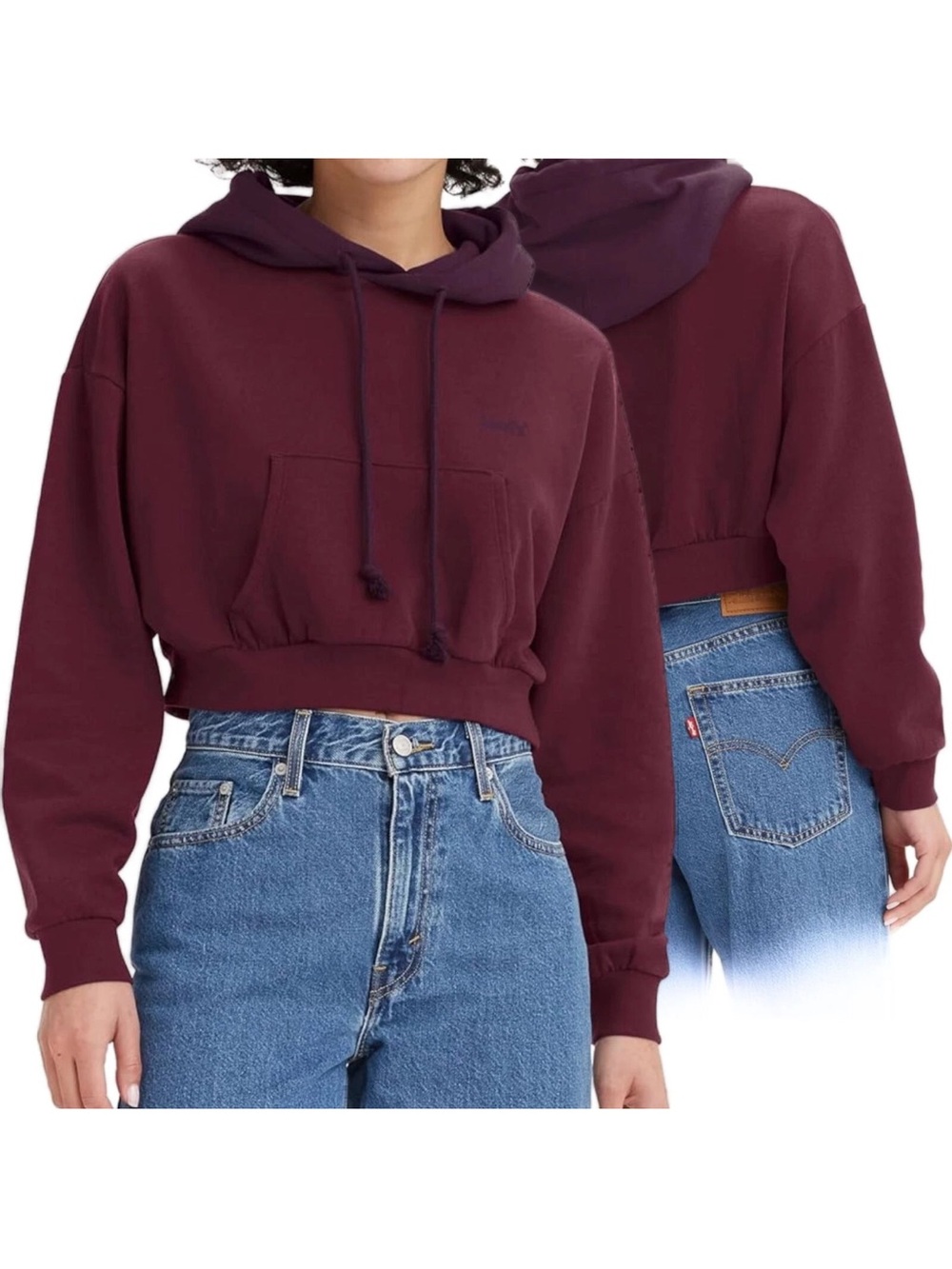 LEVI'S Laundry Day Hoodie Sweatshirt-  S NEW- $60 plum cropped hooded pullover